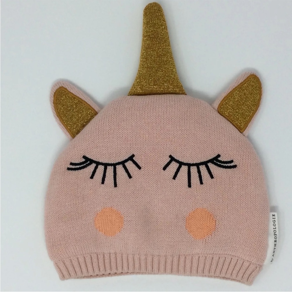 Anthropologie for Kids Unicorn Cold Weather Knit Hat Peach/Pink 3-5 Year